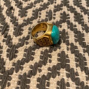 Julie Vos vintage golf tone ring with turquoise colored stone sz 8